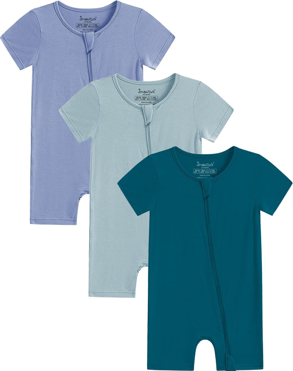 Jimonda Boys Baby Girls Short Sleeve Romper Unisex Baby Footless Pajamas With Viscose 2-Way Zipper Front 3Pcs0-24Months