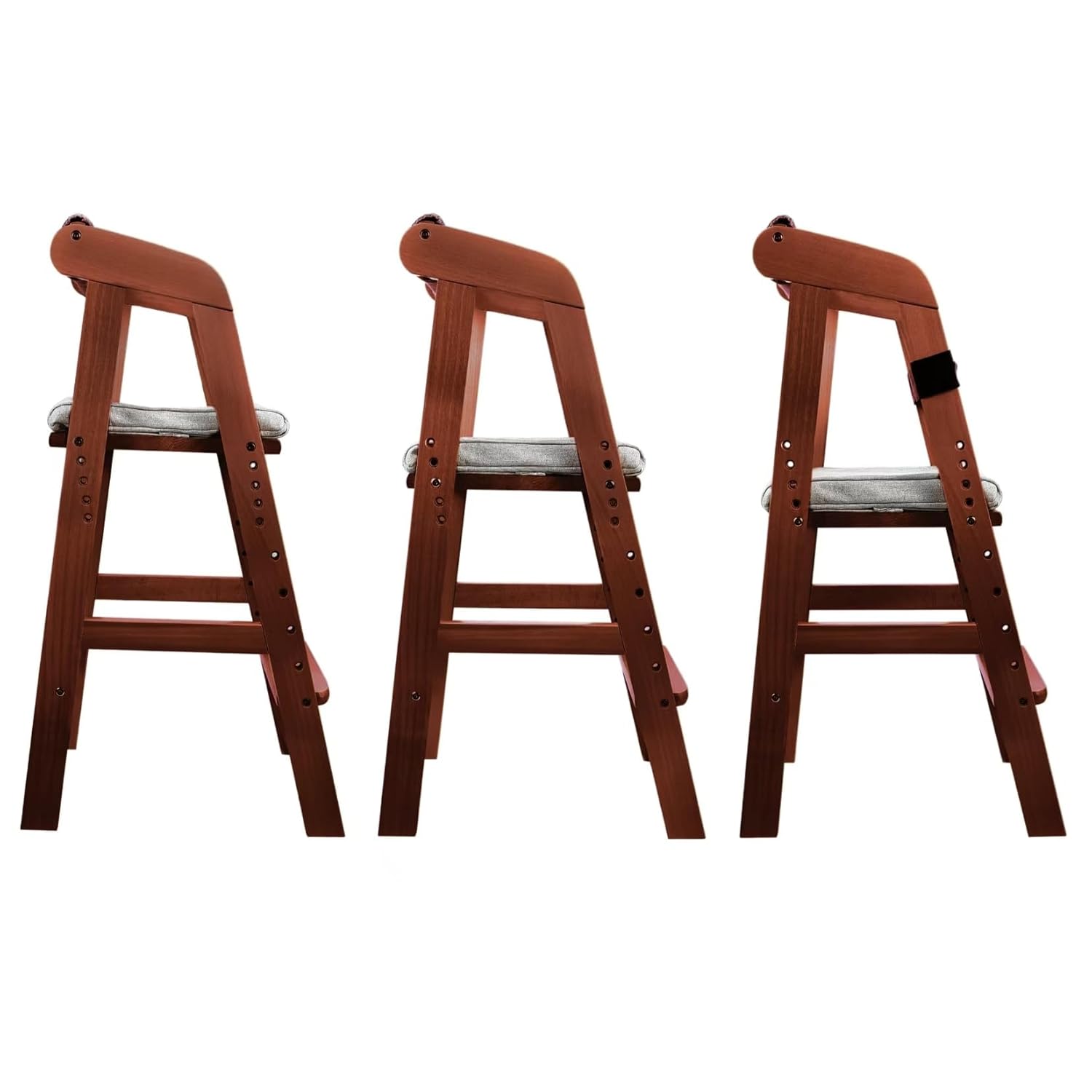 PandaEar Wooden High Chair for Toddlers, Adjustable Child Highchair Feeding Chair with Removable Cushion & Steps for Kids Dining, Eating, Studyin (Walnut)