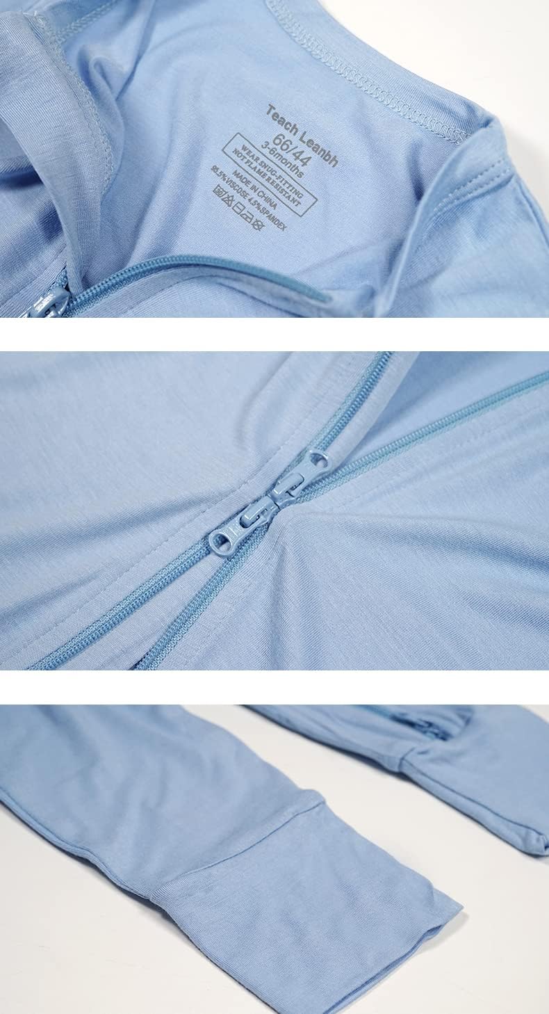 Teach Leanbh Toddler Unisex Baby Bamboo Viscose Pajamas 2 Way Zipper Short Sleeve Footless Romper Jumpsuit Sleep and Play