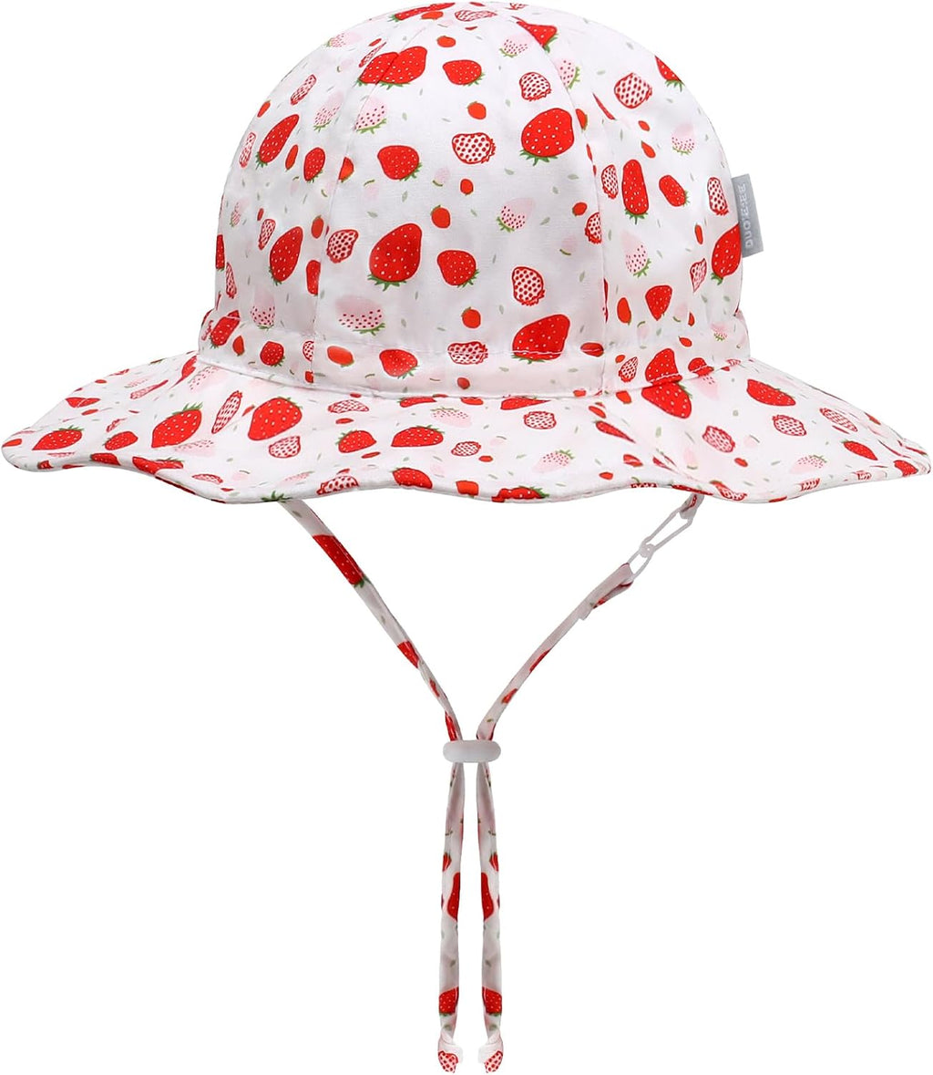 UPF 50+ Baby Bucket Hat - Wide Brim Sun Protection Beach Cap for Girls - Cute & Adjustable Toddler Hat