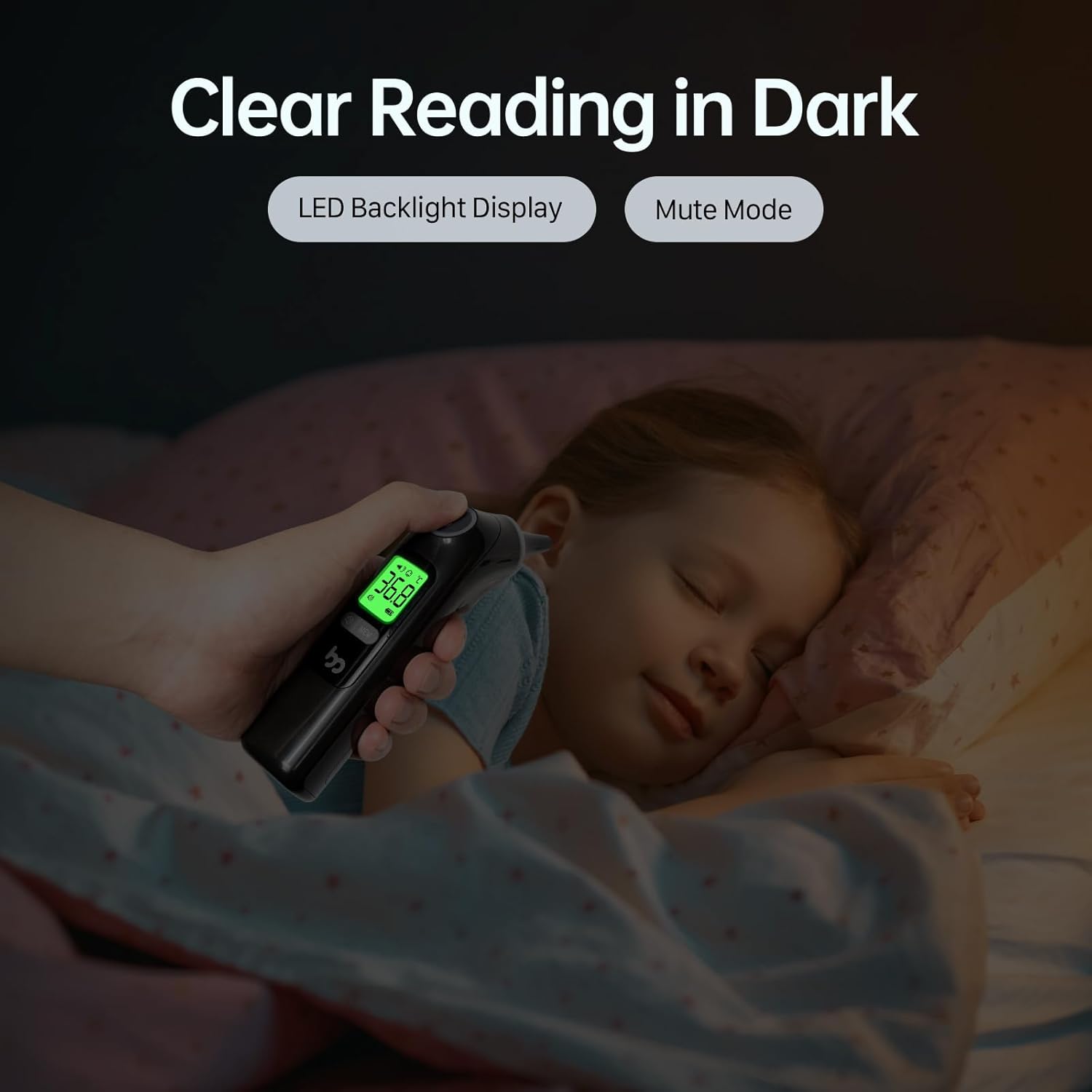 Ear Thermometer, Highly Accurate Ear Thermometer for Kids, Adults and Babies, 30 Memory Recall, 1s Result and 3-Color Fever Alert, with 24 Disposable Probe Covers, Black