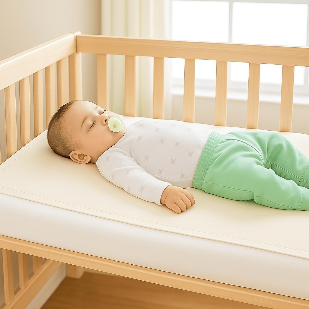 Organic Cotton Crib Mattress Protector - Water Resistant Flat Sheet Liner Pad, Skin Friendly, Chemical-Free Pure Cotton [GOTS-Certified] for Cradle (36"x18") - Made in USA