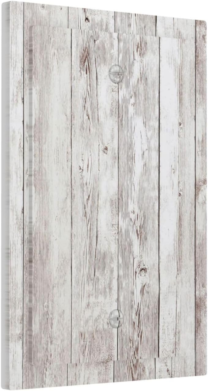 Light Switch Cover Plate Rustic Vintage White Wood Grain 1 Gang No Device Blank Electrical Wall Plates Faceplate Decorative Switch Plate for Farmhouse Home Decor