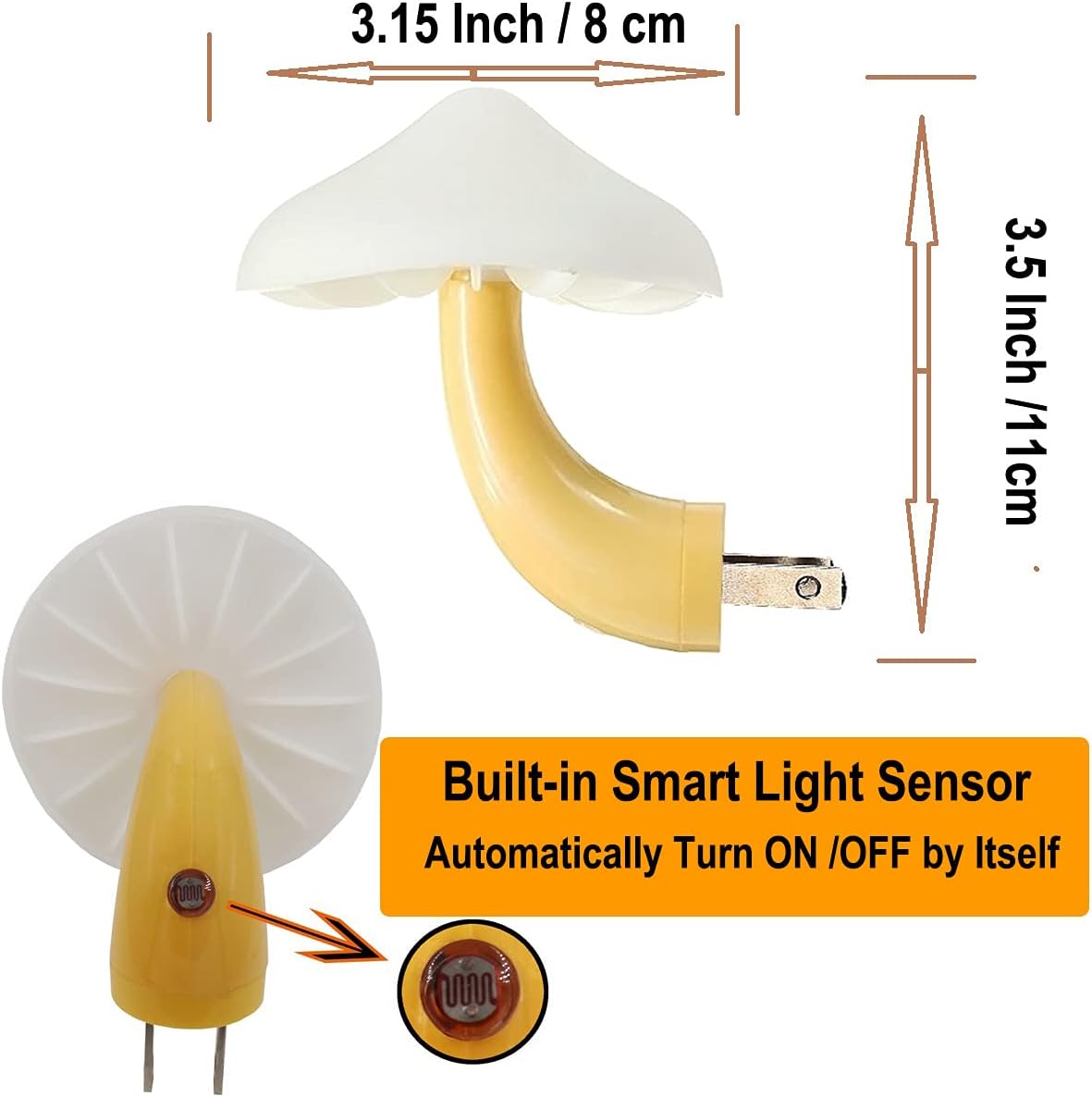 AUSAYE 5Pack Sensor LED Night Light Plug in Lamp 7 Color Changing Mushroom Light Cute Night Lights for Adults Kids NightLight Bedroom,Bathroom,Toilet,Hallway,Stairs,Kitchen,Basement