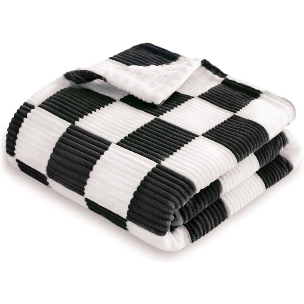 HOMRITAR Black and White Baby Blanket for Boys Ultra Soft Warm Lightweight Toddler Blanket with High Contrast Checkered, 3D Double Layer Fleece for Newborn Visual Touch Sensory 30x40 Inch