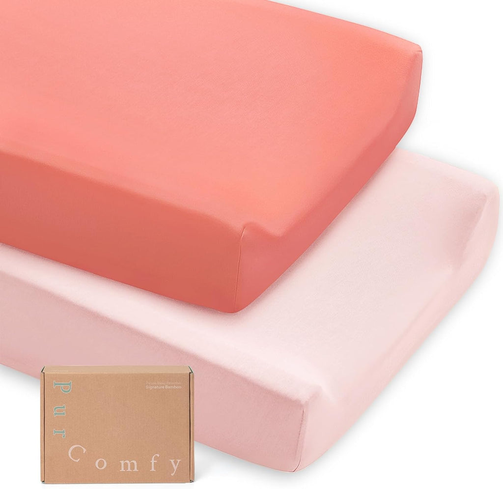 Supersoft Diaper Changing Pad Covers, 2-Pack Premium Bamboo Viscose Change Table Pad Covers for Baby Girls and Boys, Hypoallergenic Stretchy Changing Table Cover Sheets