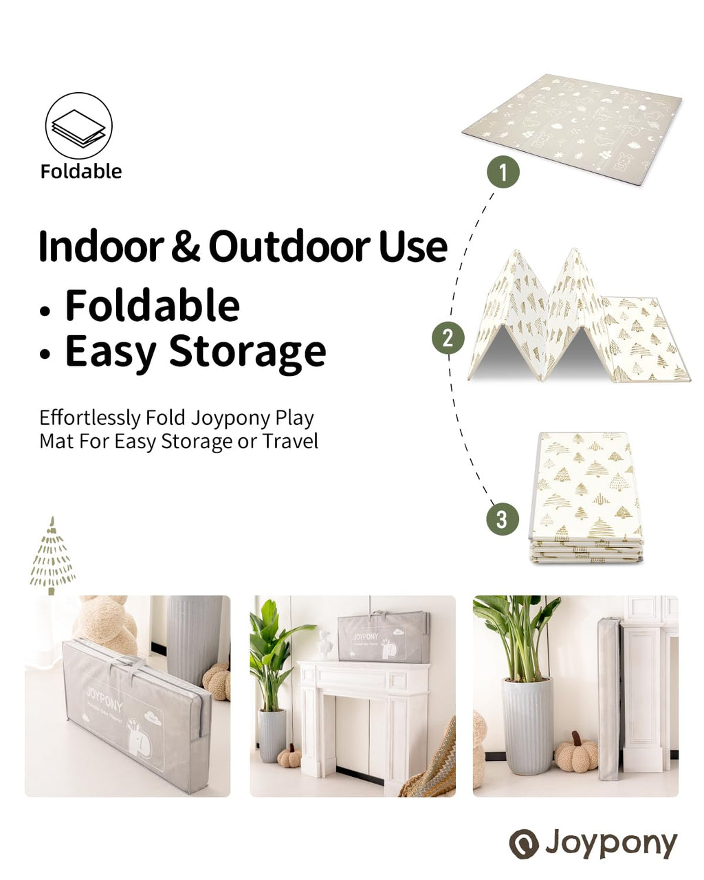 Baby Play Mat, 71x59 Inch Foldable Play Mats for Babies and Toddlers, Waterproof & Anti-Slip Portable Baby Floor Mat for Tummy Time, Baby Mat for Floor with Travel Bag for Indoor Outdoor