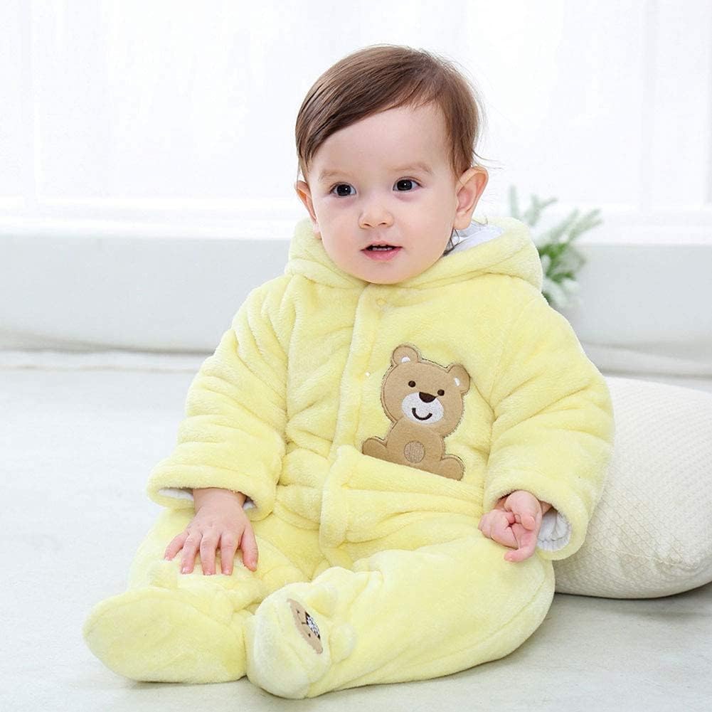 XIFAMNIY Baby Newborn Jumpsuit Footie Hooded Thicken Winter Bunting Outwear Snowsuit Pajamas for Girls Boys…
