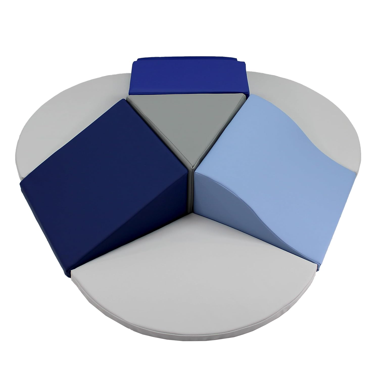 Factory Direct Partners 13800-NVPB SoftScape Toddler Playtime Junction 360 Climber Plus Side Pads, Indoor Active Play Structure for Toddlers, Kids; Safe Soft Foam (7-Pc)- Navy/Powder Blue