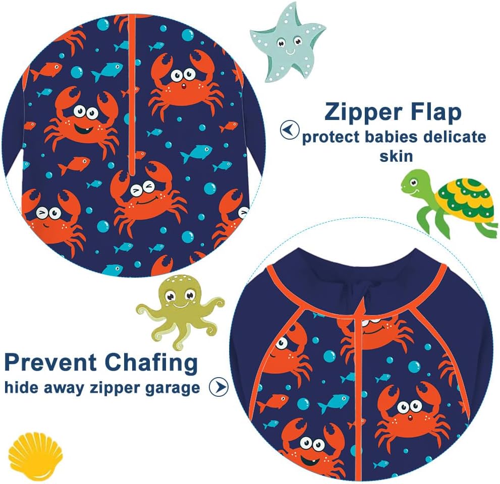Funnycokid Baby Swimsuit Boy Toddler Bathing Suit Rash Guard UPF 50+ Swimwear 6 Months-4T