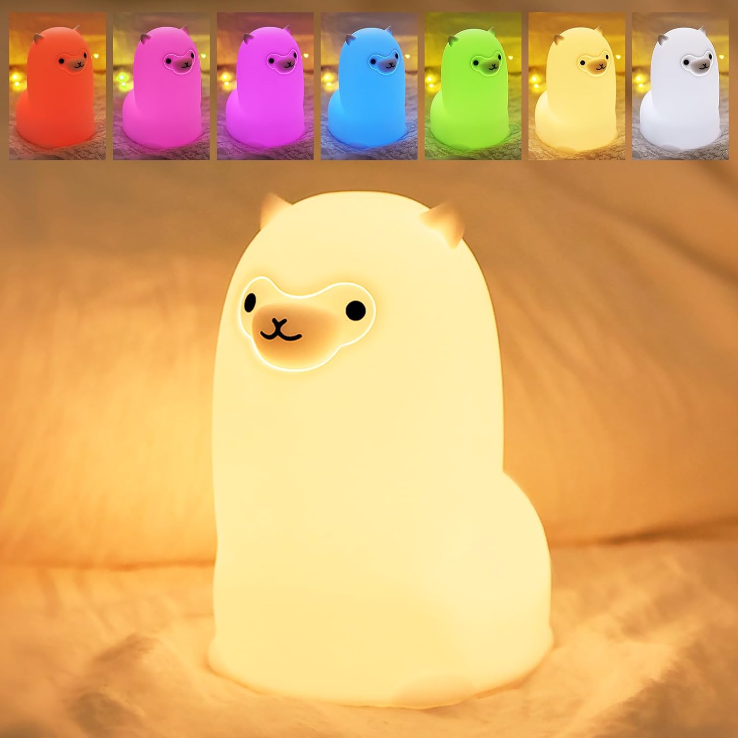 Tremdwoto Alpaca Night Light for Kids，7 Color Baby Nightlight with Touch Control & 1H Timer, Battery Operated Soft Animal Night Light for Nursery, Toddler Room Decor, Gift for Girls, Boys, Women