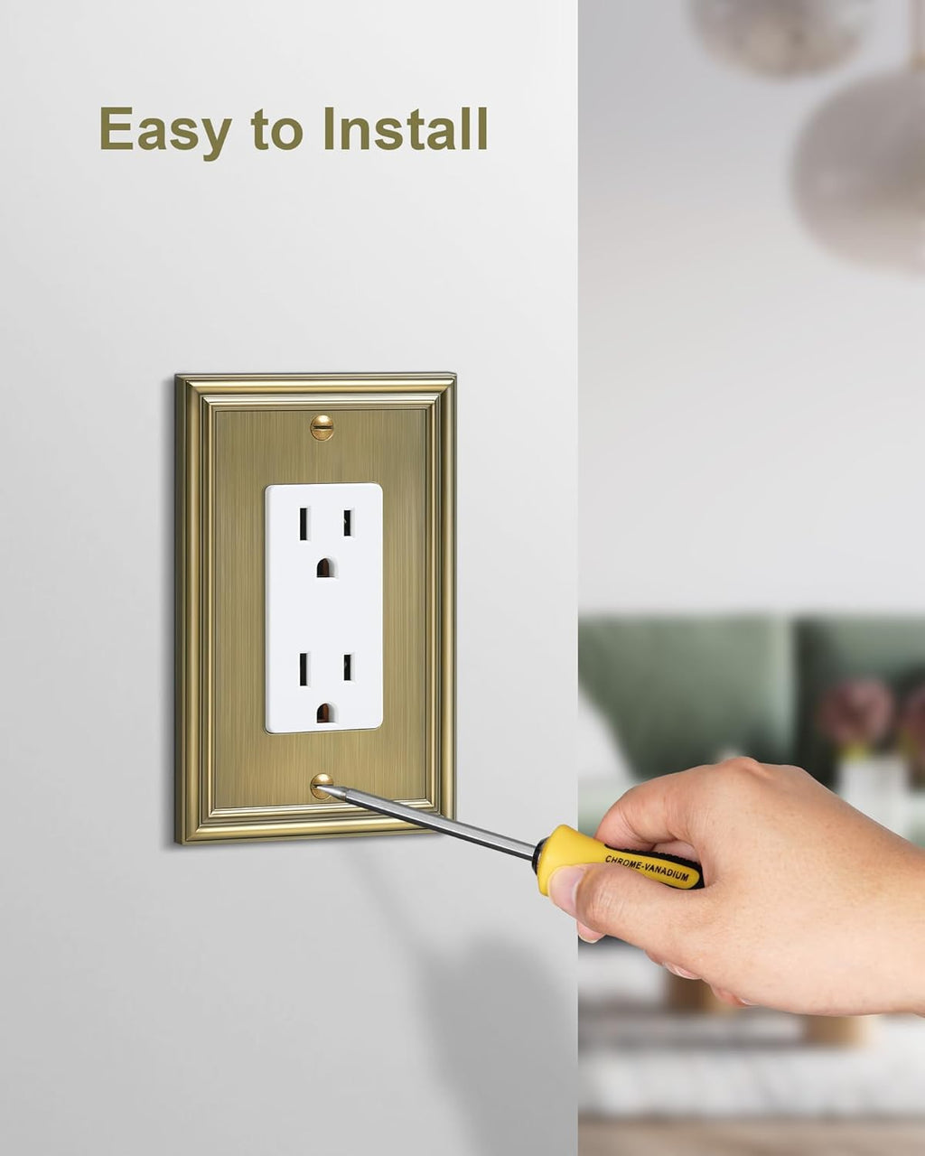 2-Pack Decorator Outlet Cover Plate, Antique Brass Decorative Switch Plates and Outlet Covers, Durable Zinc Alloy Wall Plates for Electrical Outlets, Receptacle, GFCI Outlet, Dimmer Switch