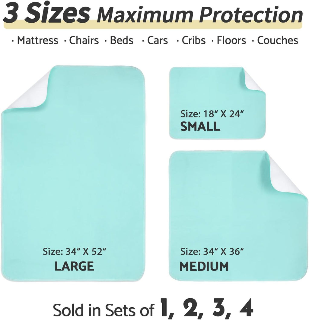 CoolShields Waterproof Bed Pads Incontinence 34'' x 52'' (2 Pack) Washable Reusable Bedwetting Mattress Protector Pad for Kids, Adults, Elderly, and Pets