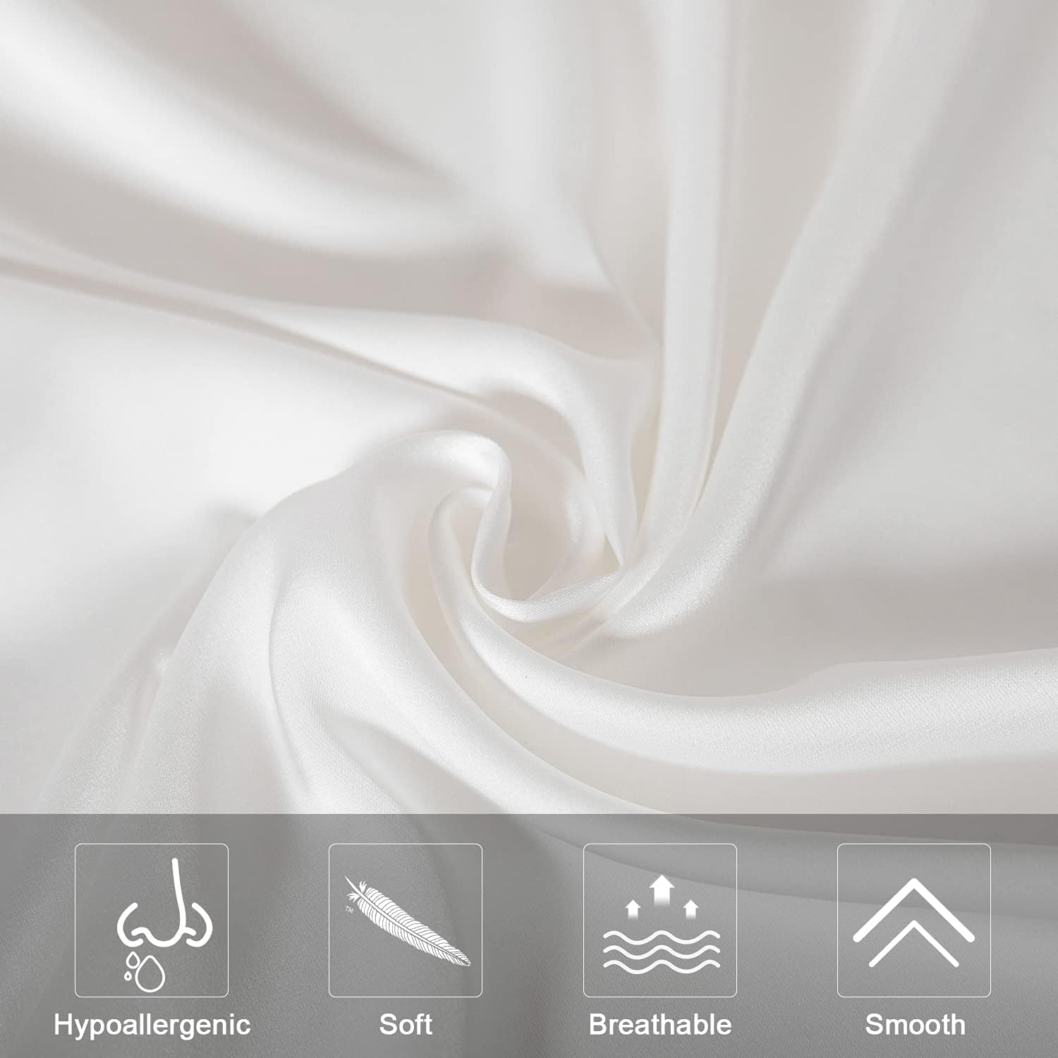 Mulberry Silk Pillowcase for Hair and Skin,King Size Cooling Silk Pillow Case with Hidden Zipper,Allergen Proof Dual Sides Soft Breathable Smooth Silk Pillow Cover for Women(King,White)