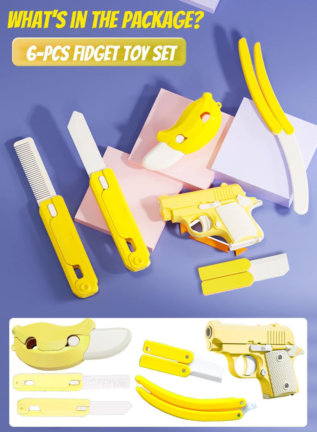 Fidget Gun Toy, Fidget Blaster Gun 1911 Titan Stress Shot ADHD Gun, 3D Printed Stress Anxiety Relief Pistol Toys