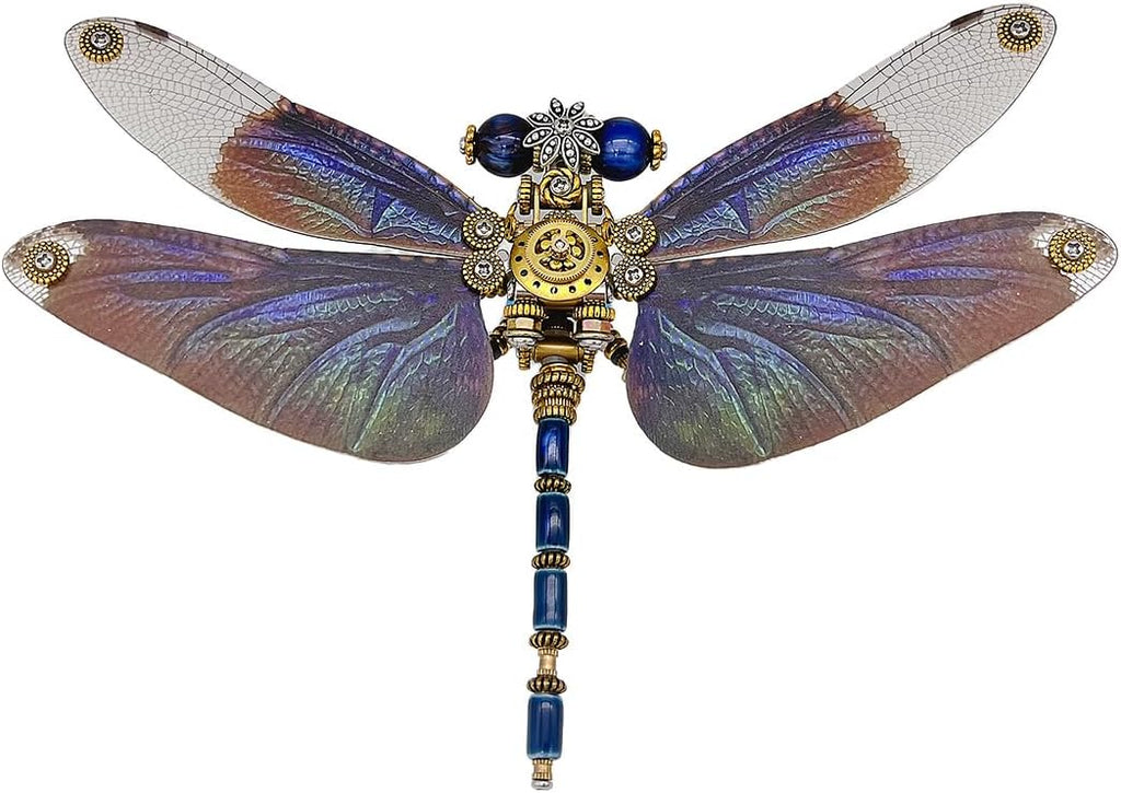 Keetopteep 3D Metal Puzzle for Adults, 200 Pieces Mechanical Dragonfly DIY Assembly Kit to Build, 3D Puzzle Handmade Craft Desk Ornament Toys (Color3)