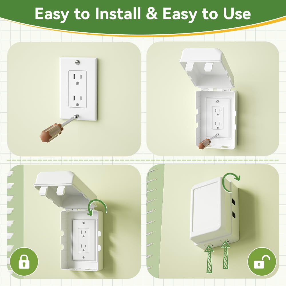 SAFELON 1Pcs Baby Proof Electrical Outlet Box Electrical Outlet Cover Baby Proof Box Plug Cover for Baby Safety (White)