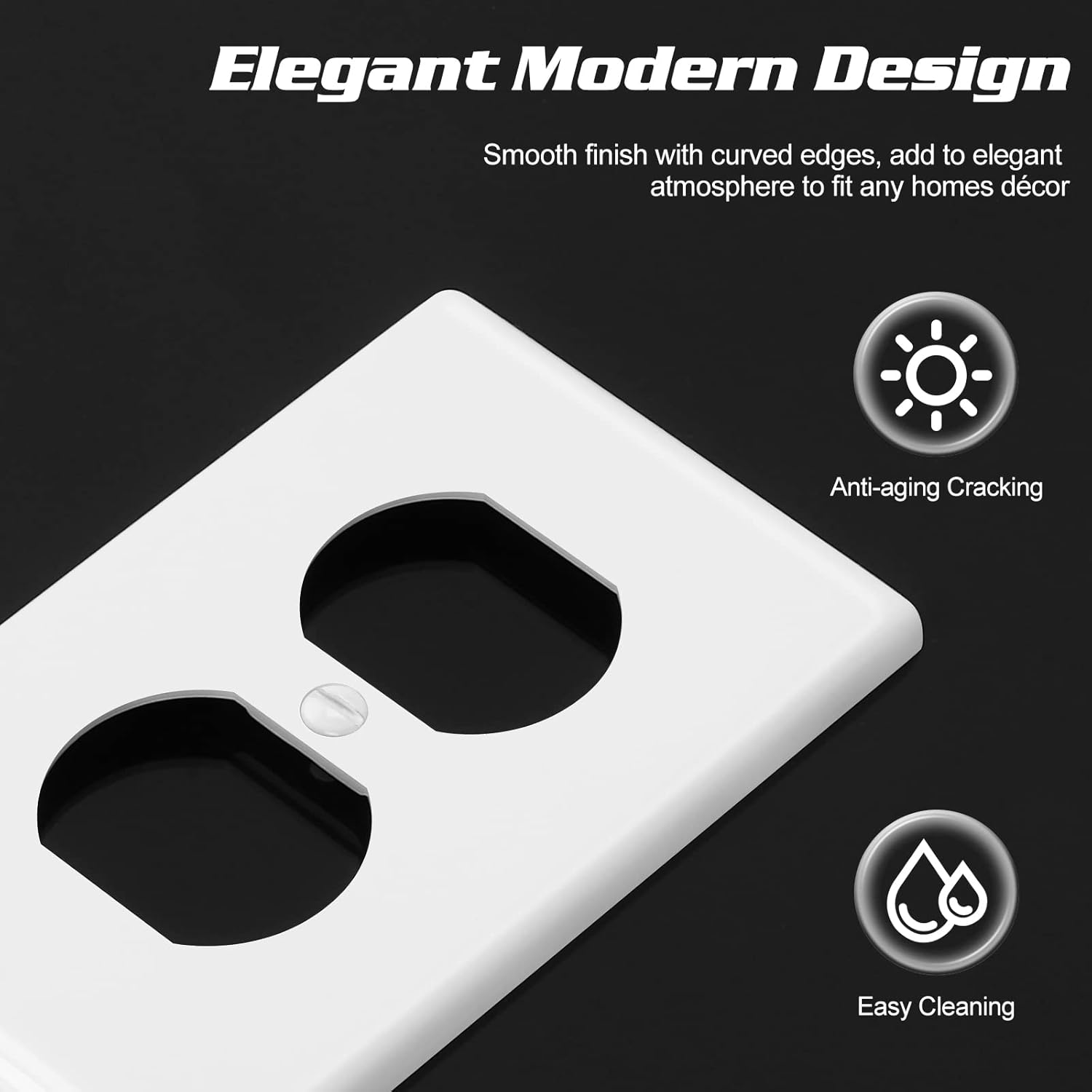 Decorator Wall Plate 1-Gang Duplex Electrical Outlet Cover Plates,Unbreakable Polycarbonate Thermoplastic, White (10-Pack, Single Duplex)