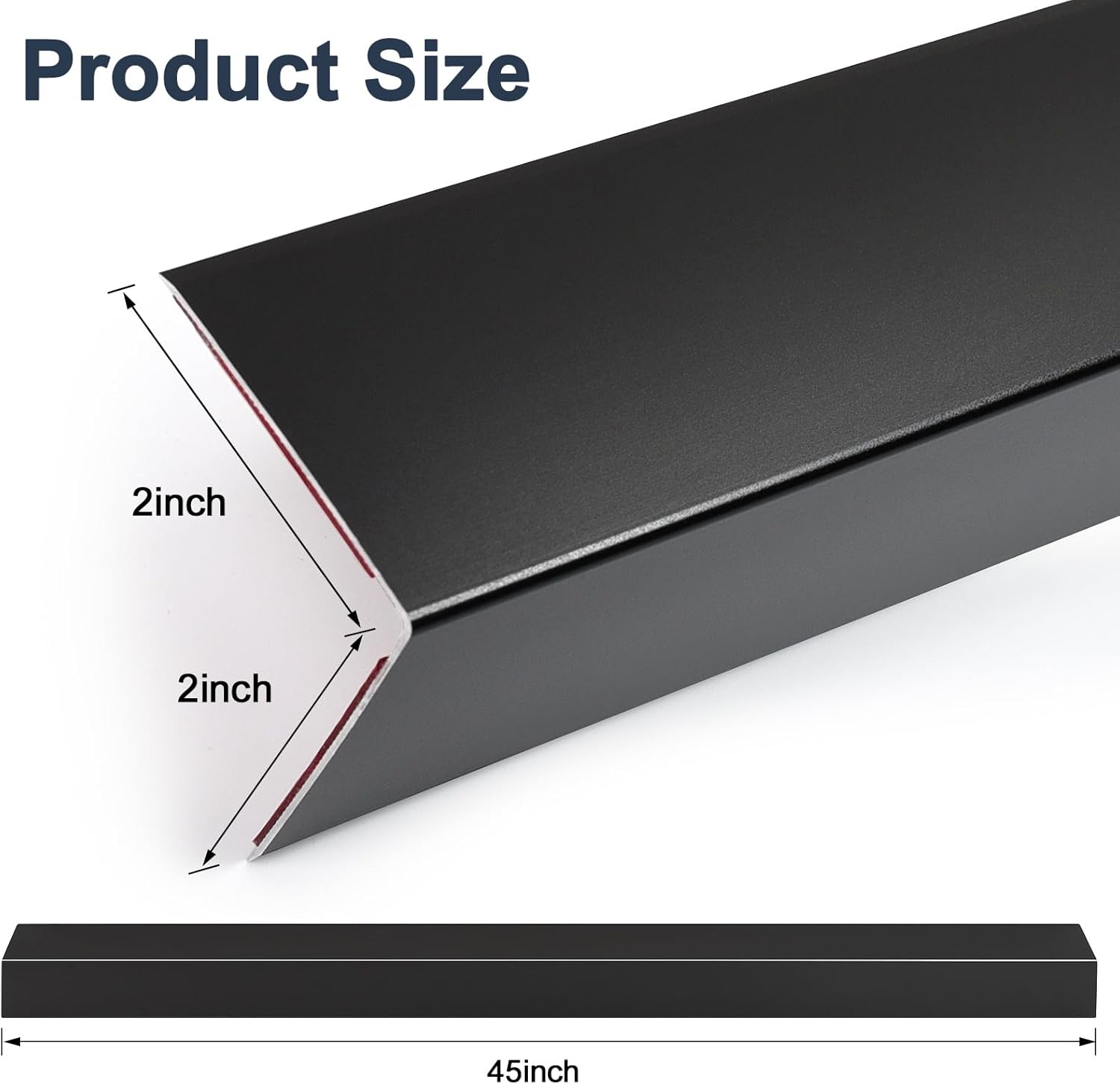 4PCS 45" Black Metal Corner Protectors, Aluminum Self Adhesive Corner Guards, Metal Wall Edge Protector Strip, Furniture Corner Protectors, Wall Cabinet Baseboard Decoration 45" x 2"