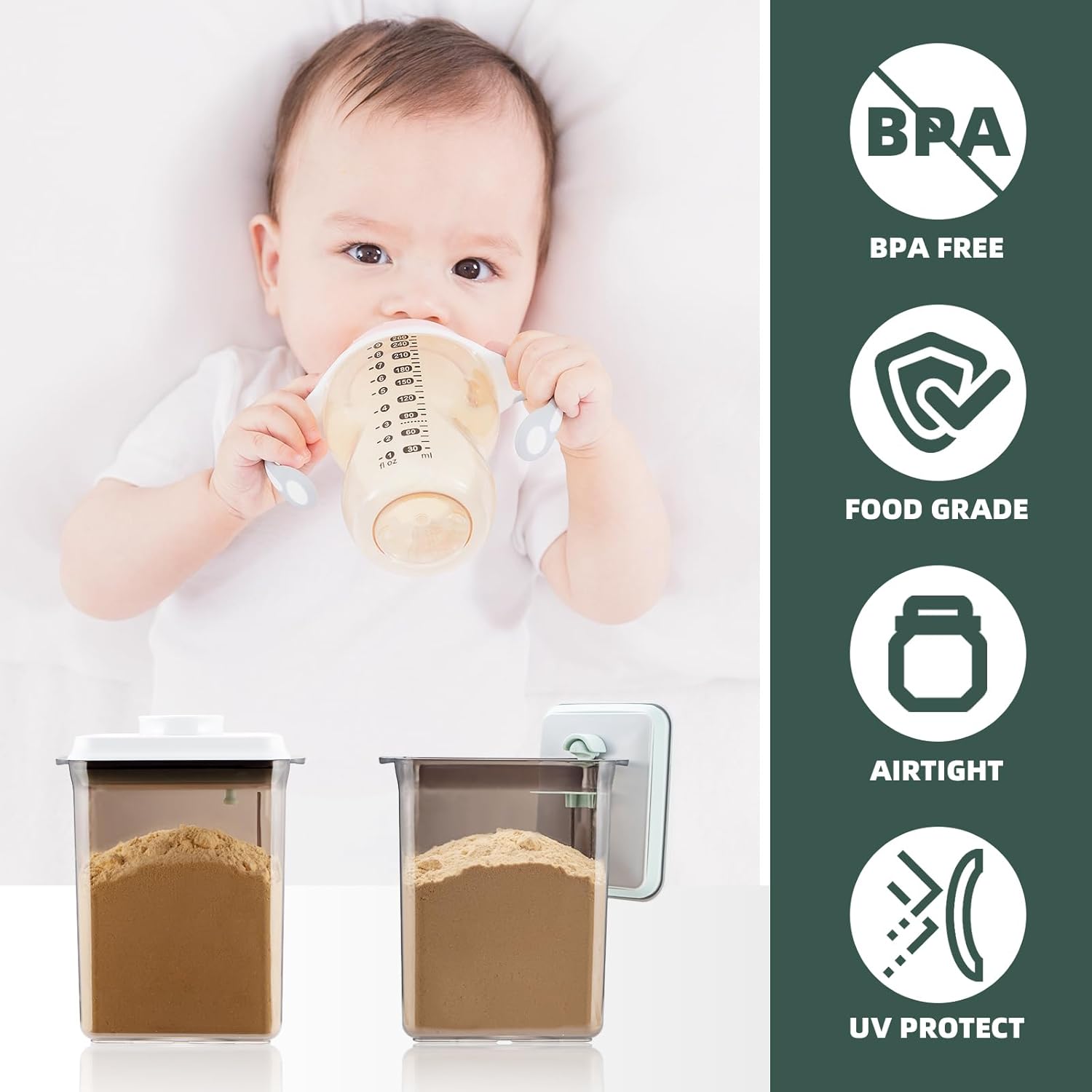 Pop Airtight Formula Container, 2300ml Baby Formula Dispenser on The Go - BPA-Free Formula Holder, 28OZ, 1.76LB, 800g, Brown