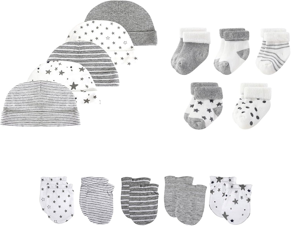 15 Pack Unisex New Born Boy Girls Hats Mittens Socks Sets Cotton Soft Infant Accessory 0-6 Months Baby Essentials