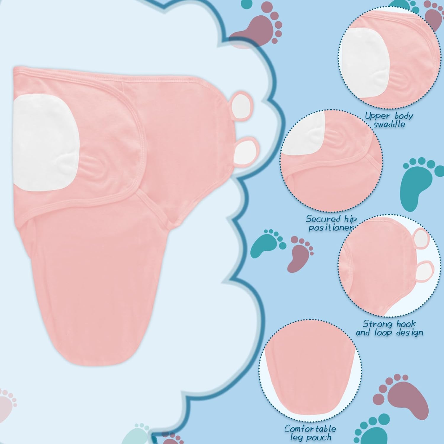 Baby Swaddle Sleep Sacks with Hats for 0-3 Months Baby Swaddle Blanket Wrap Newborn Swaddles Sack for Baby Boy Girl