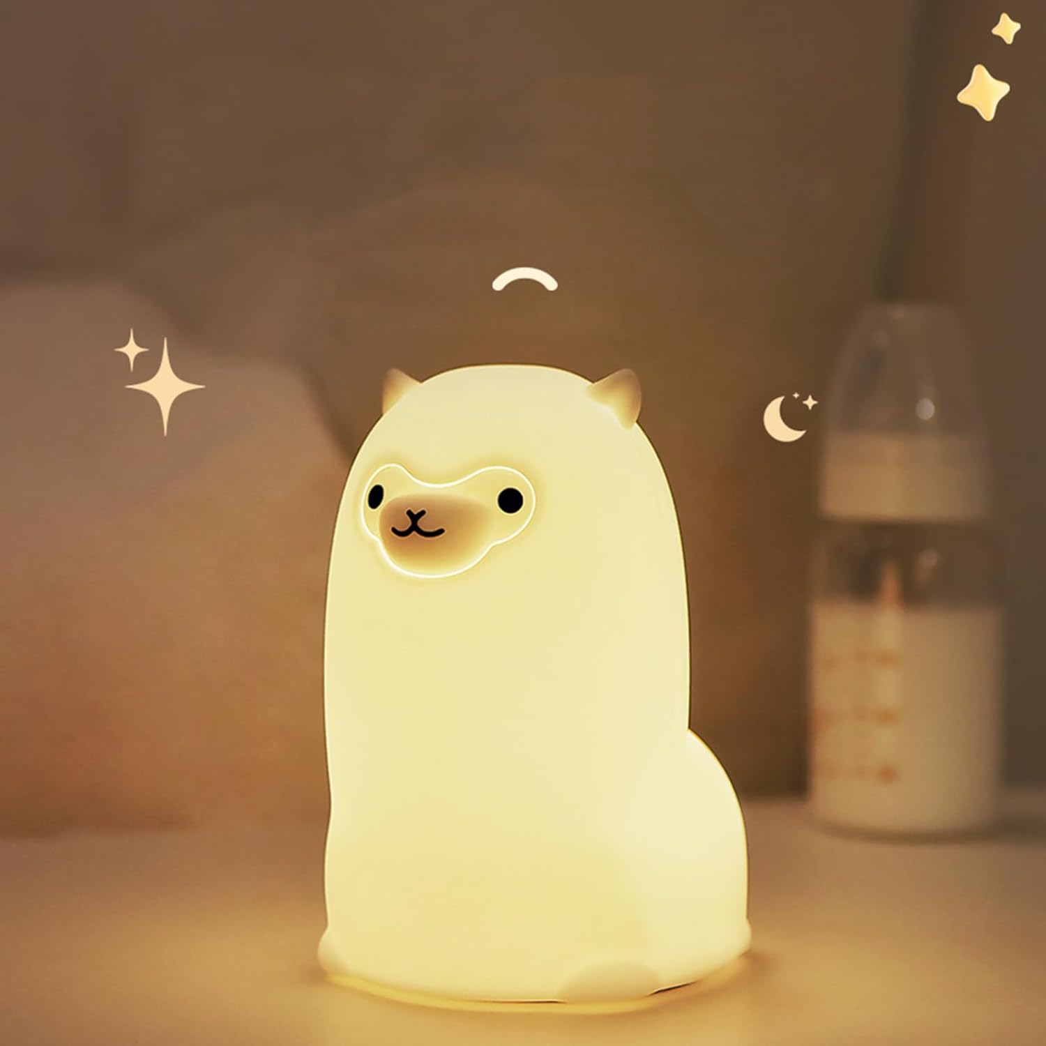 Tremdwoto Alpaca Night Light for Kids，7 Color Baby Nightlight with Touch Control & 1H Timer, Battery Operated Soft Animal Night Light for Nursery, Toddler Room Decor, Gift for Girls, Boys, Women