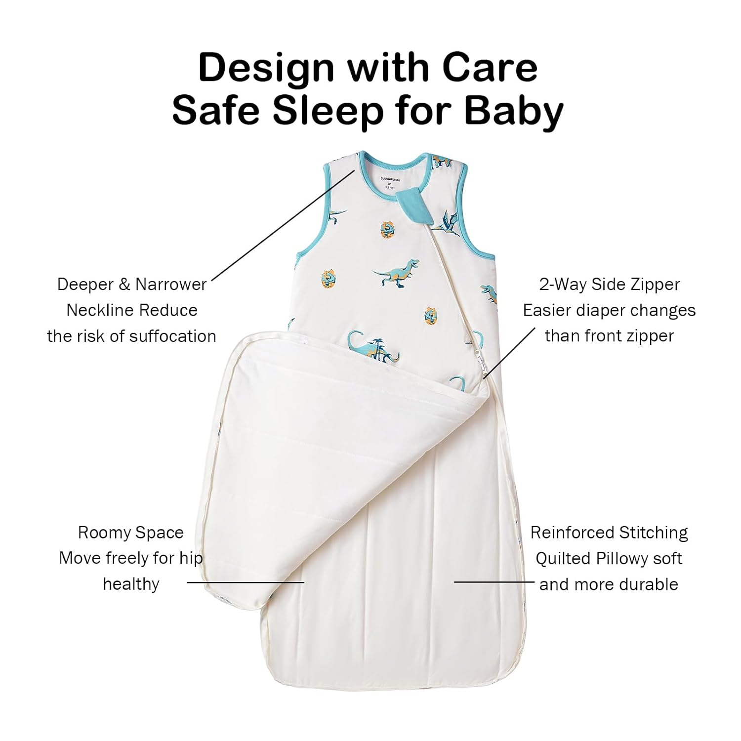 BubblePanda Rayon Made from Bamboo Sleep Sack 0-6 Months 0.5 Tog Soft Newborn Sleep Sack 3-6 Months for Infant Babies 2-Way Zipper Wearable Blanket Baby 0-3 Months