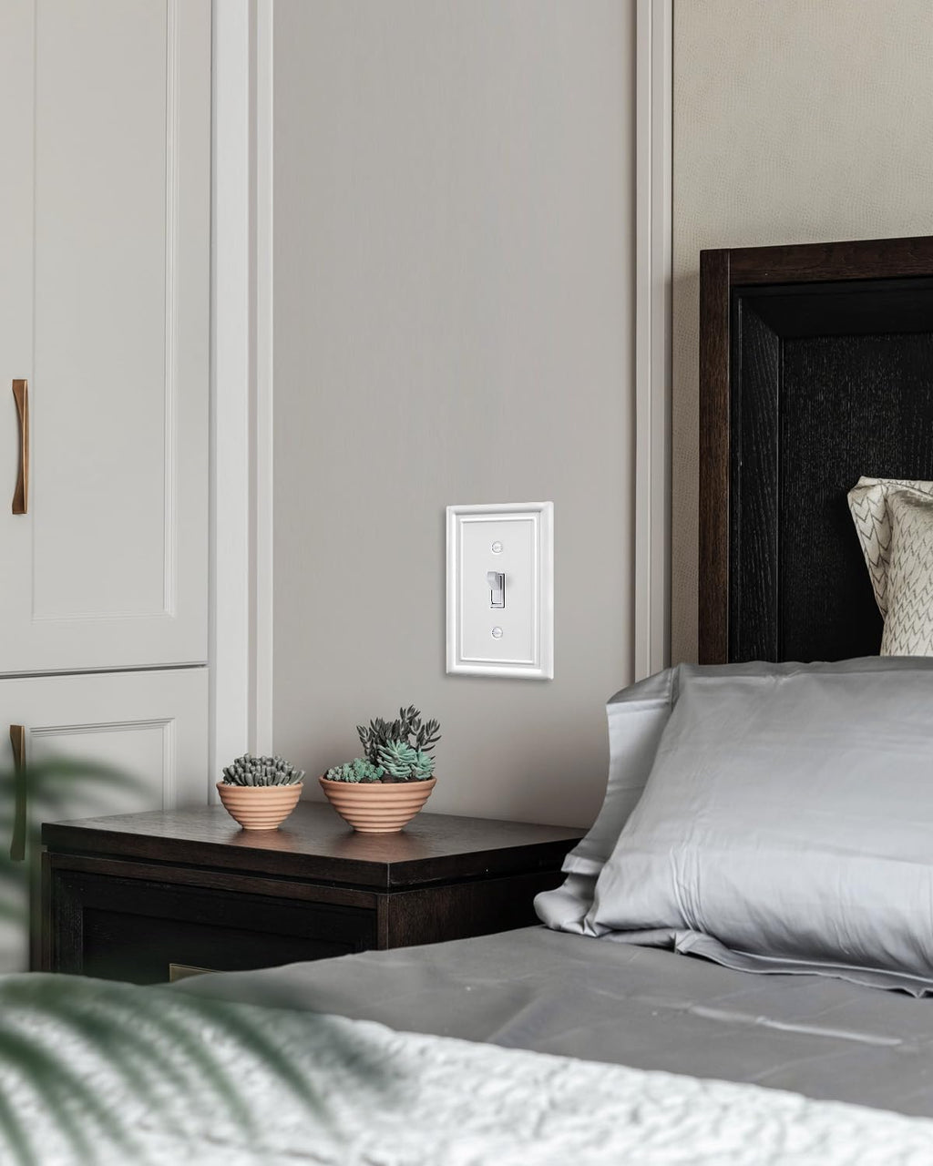 2-Pack Single Toggle Light Switch Cover Plate, Metal Switch Plate Covers, Off White Finish, 3.15''W*4.88''H, Midsize