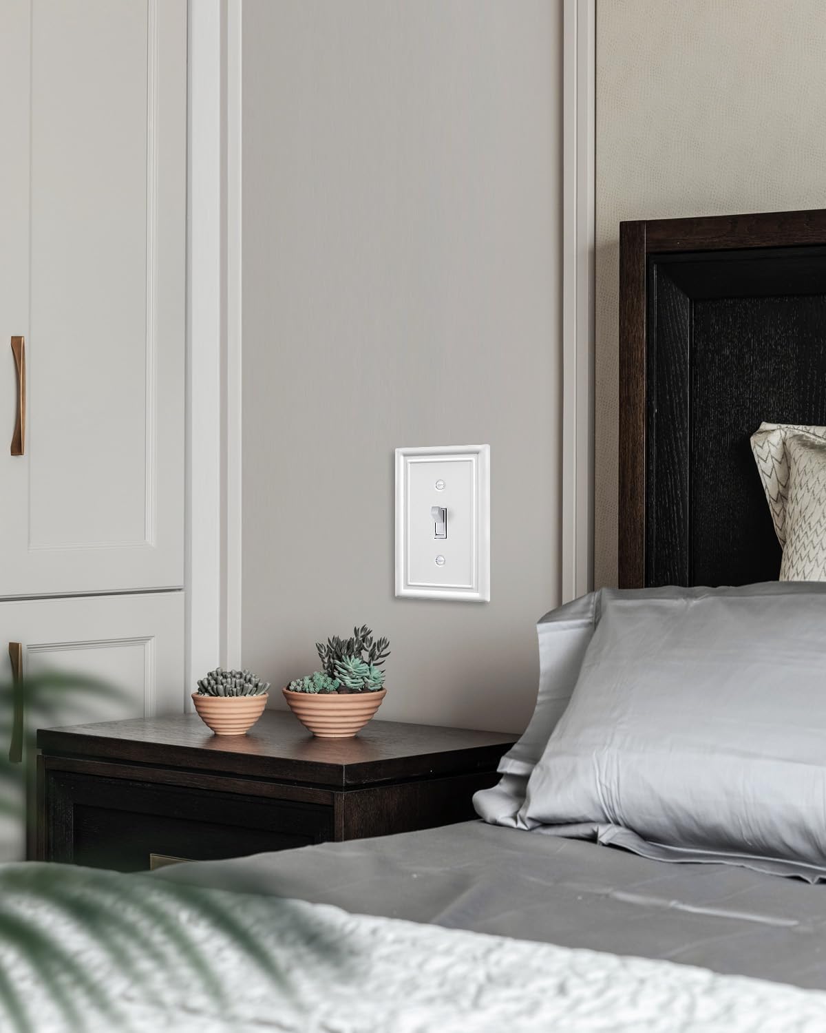 2-Pack Single Toggle Light Switch Cover Plate, Metal Switch Plate Covers, Off White Finish, 3.15''W*4.88''H, Midsize