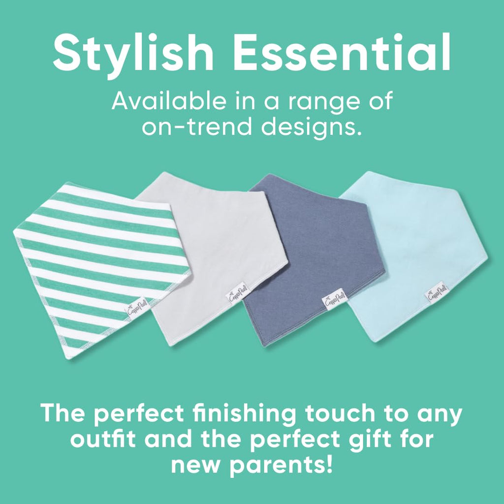 Copper Pearl 4 Pack Soft Cotton Baby Bibs for Drooling and Teething, Absorbent Drool Bibs for Baby Girl and Boy, Adjustable to Fit Newborns to Toddlers, Tons of Styles (Oxford)