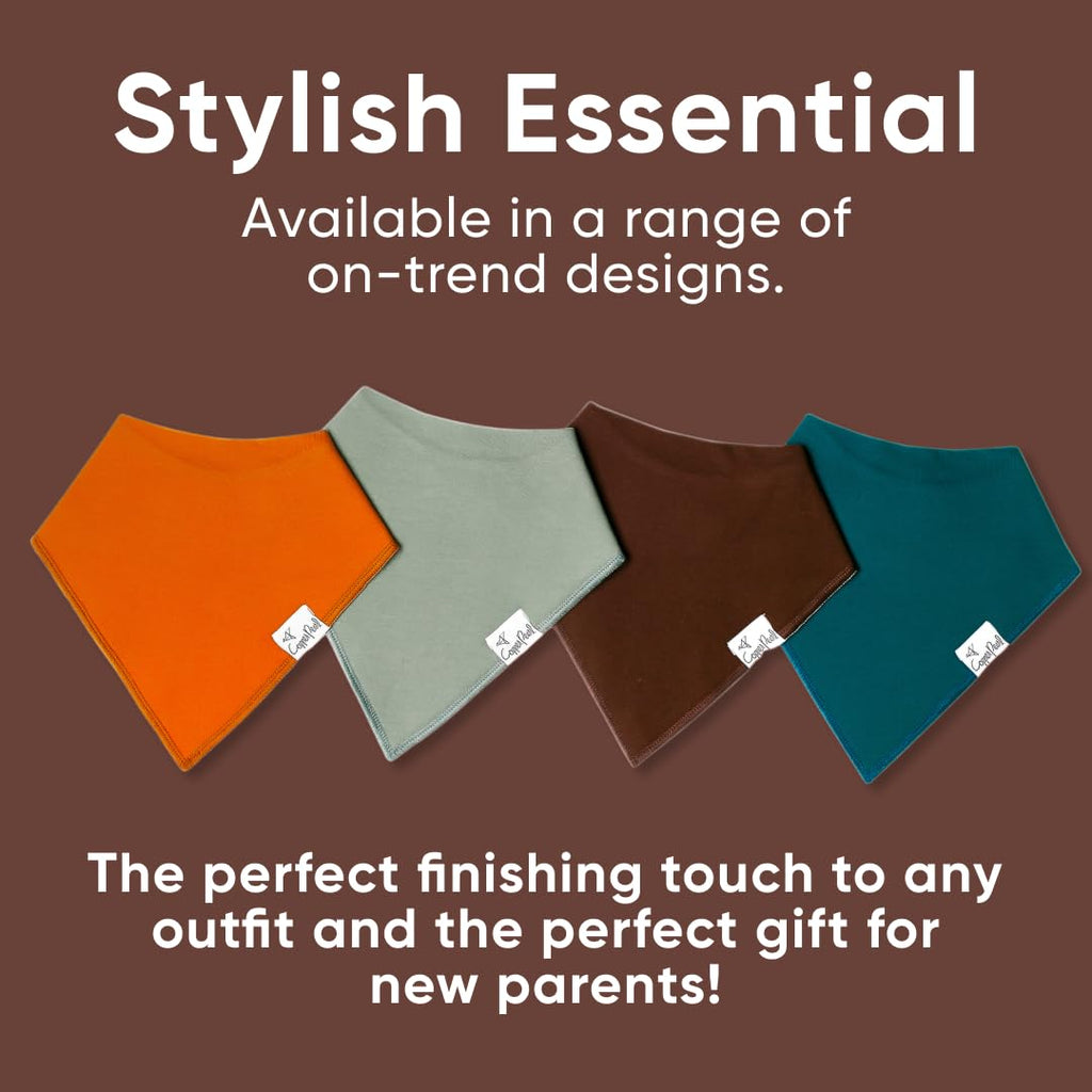 Copper Pearl 4 Pack Soft Cotton Baby Bibs for Drooling and Teething, Absorbent Drool Bibs for Baby Girl and Boy, Adjustable to Fit Newborns to Toddlers, Tons of Styles (Blaze)