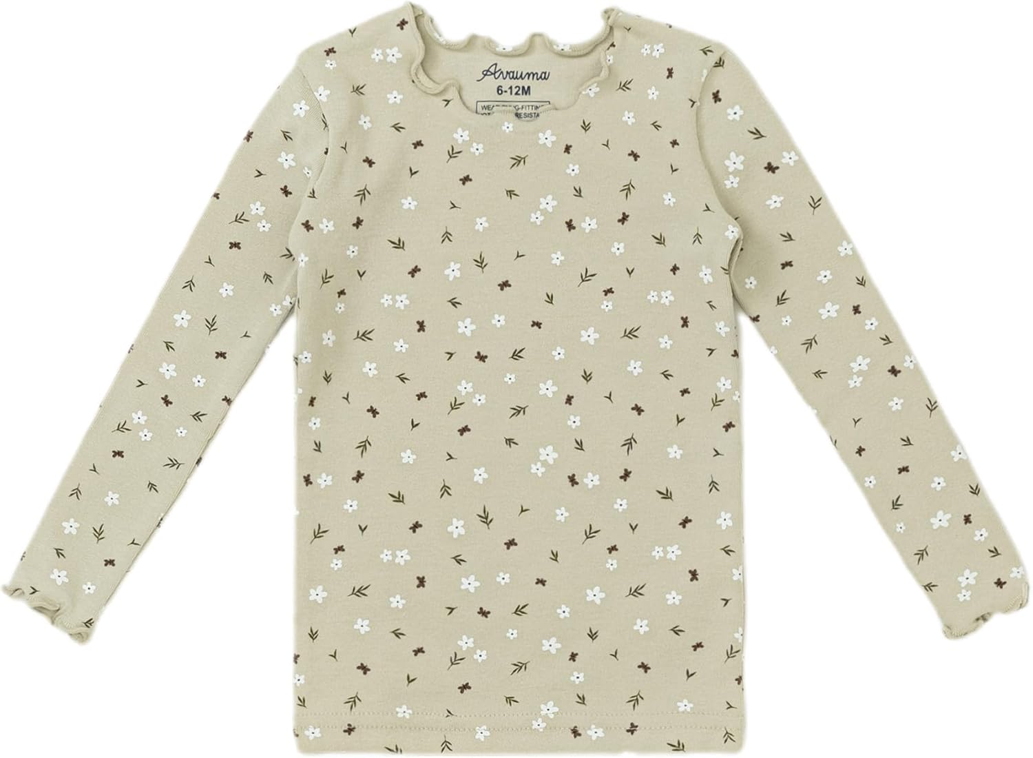 AVAUMA Baby Boy Girl Pajama Set 6M-7T Kids Cute Toddler Snug fit Flower Pattern Design Pjs Cotton Sleepwear Ruffled Shirring