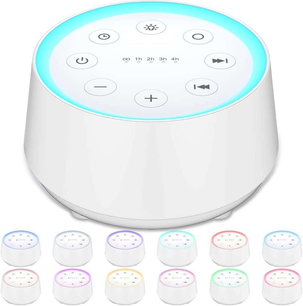 EasyHome Sleep Sound Machine White Noise Machines with 30 Soothing Sounds 12 Adjustable Night Light 10 Adjustment Brightness 32 Levels of Volume 5 Timers and Memory Function Kid Adult Travel