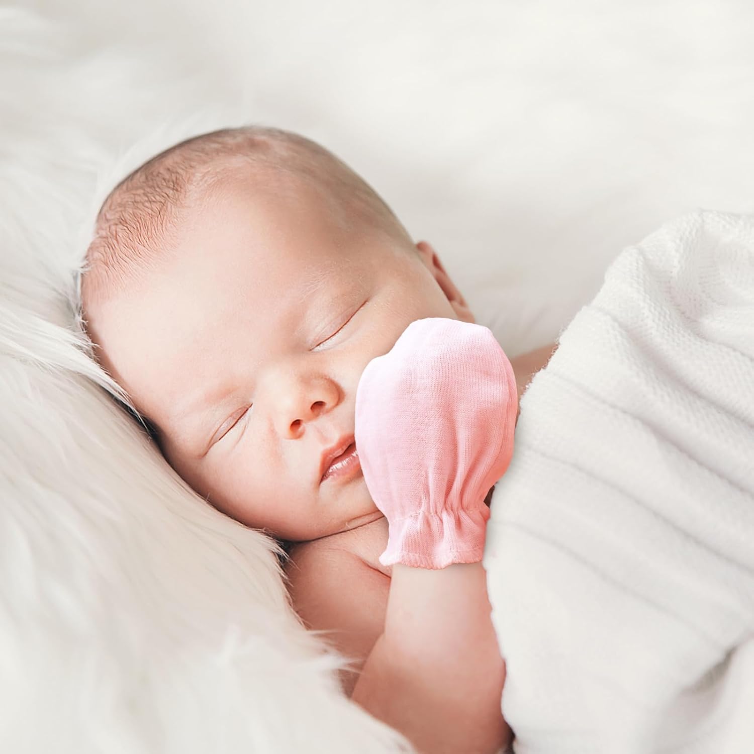 Newborn Baby Mittens No Scratch Cotton Elastic Wrist Gloves Infant Toddler Mittens for Baby Boy Girl 0-6 Months