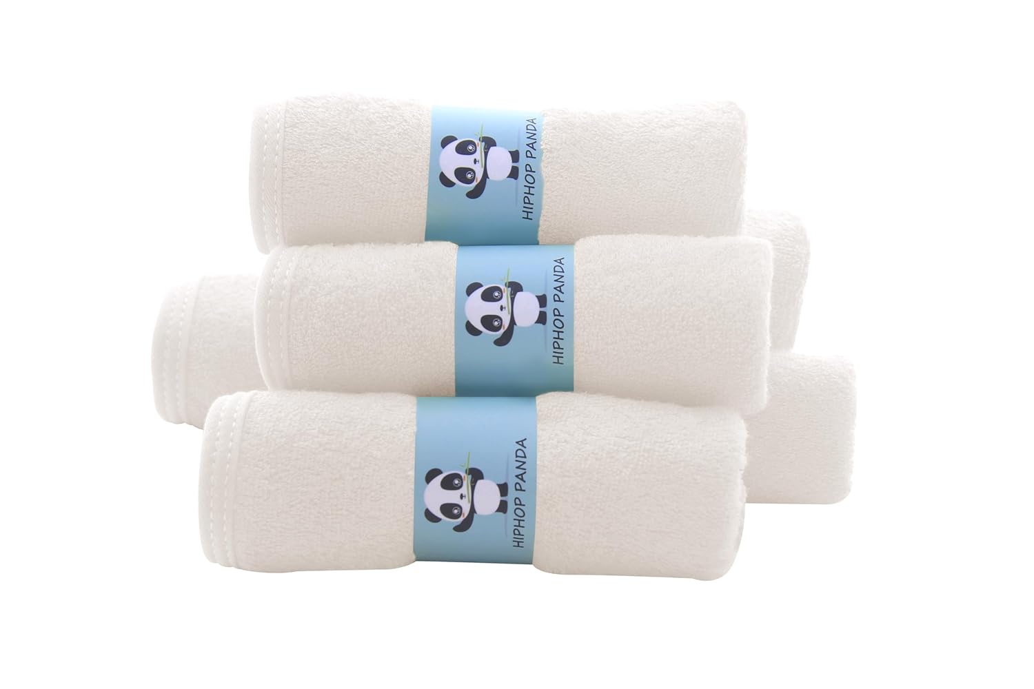 HIPHOP PANDA Baby Washcloths, Rayon Made from Bamboo - 2 Layer Ultra Soft Absorbent Newborn Bath Face Towel - Reusable Baby Wipes for Delicate Skin - Ivory, 6 Pack