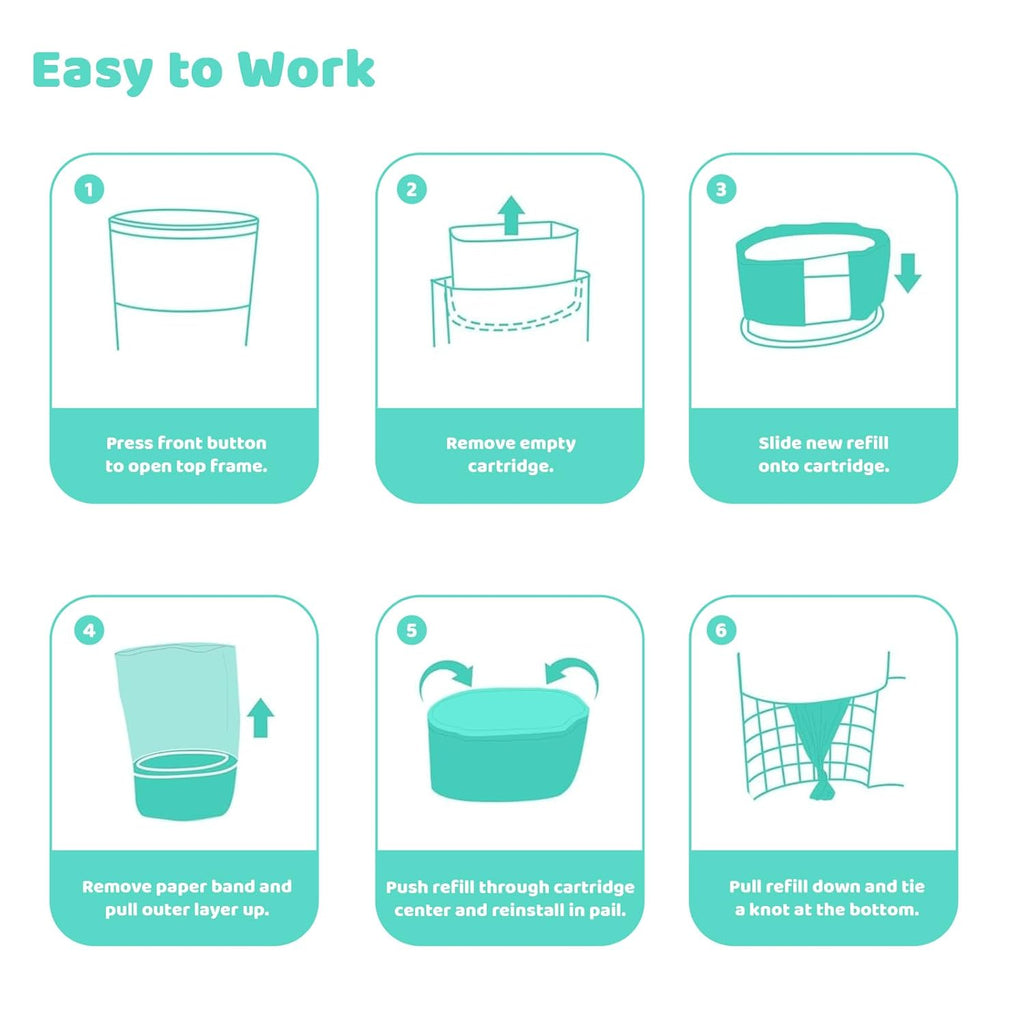 [2 Pack] Newnice Diaper Pail Refill Bags for Dekor Classic Diaper Pail, 30% Extral Thicker Diaper Genie Refills, Continuous Liners For Baby & Adult Diapers, Nursery Trash Solution