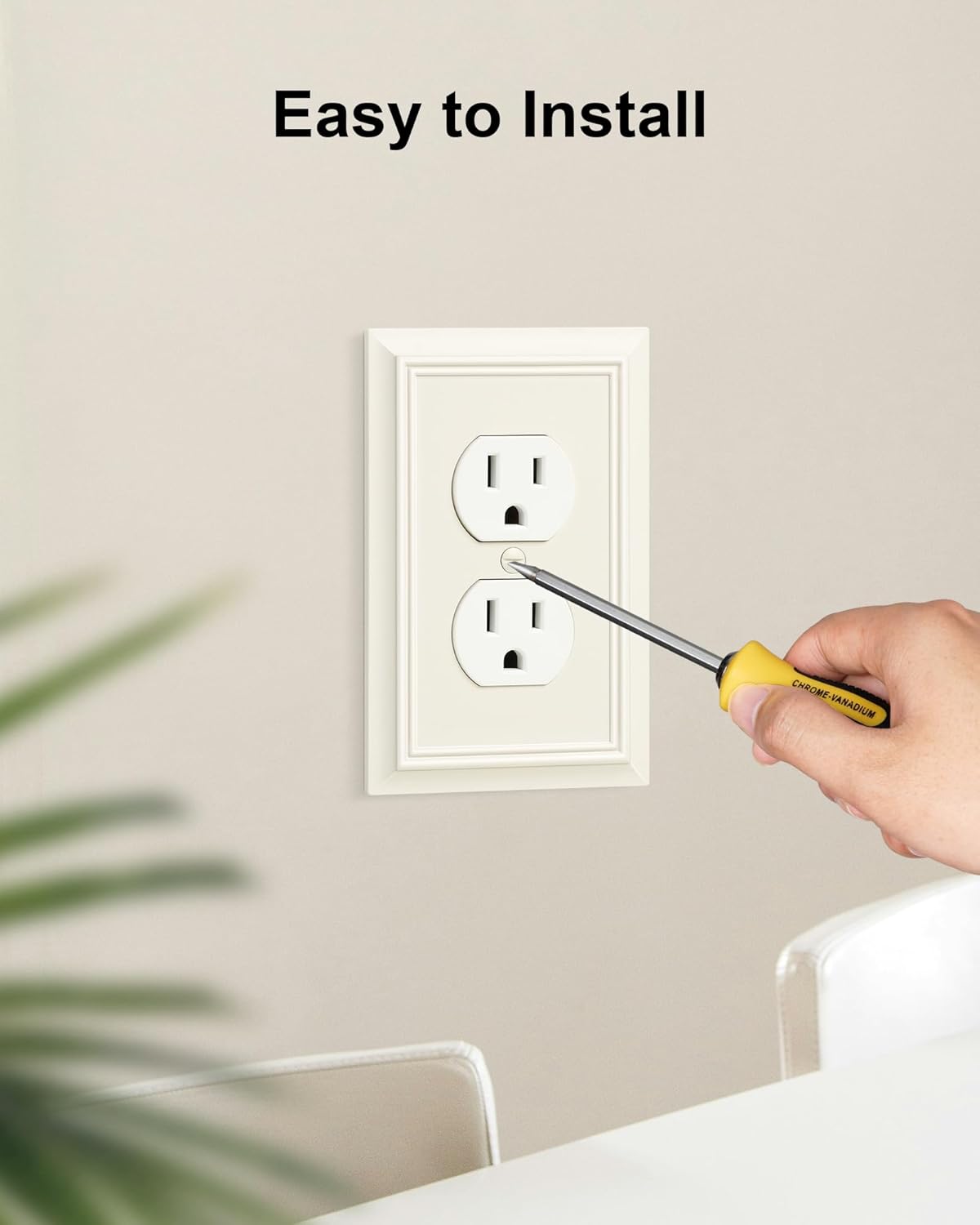 6-Pack Duplex Outlet Cover Plate, Decorative Light Almond Switch Plates and Outlet Covers, Natural Bamboo Fiber Wall Plates for Electrical Outlets, 1 Gang Receptacle Cover, Corrosion Resistant