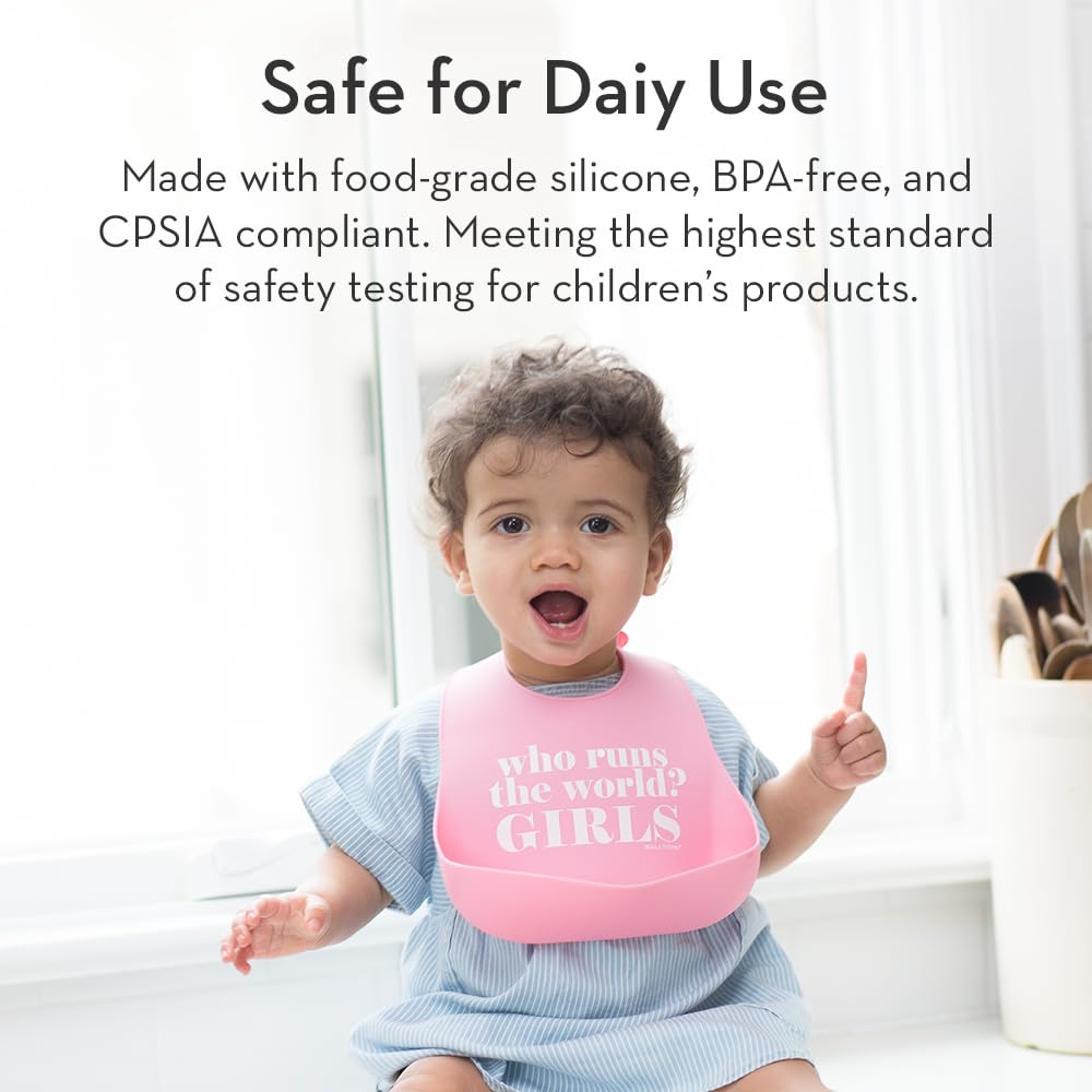 Baby Bib for Eating by Bella Tunno, Waterproof Silicone Bib with Large Food Catcher, Adjustable Fit for Babies 4-12 months & Toddlers 1-3 Years, Boys & Girls, Let The Dogs Out