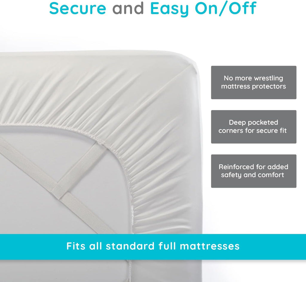 PUREgrace Tencel Mattress Protector (Full) – Waterproof, Noiseless Cover for Potty Training, Breathable and Durable with Deep-Pocketed Corners for Secure Fit