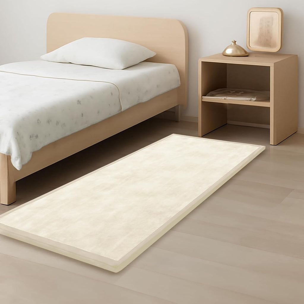 Baby Play Mat for Kids Room,Extra Thick Elasti-Foam Anti-Fall Cushion Mat for Babies,Toddlers,Infants,Water-Repellent&Non-Slip Bedroom Bedside Rugs(Ivory)