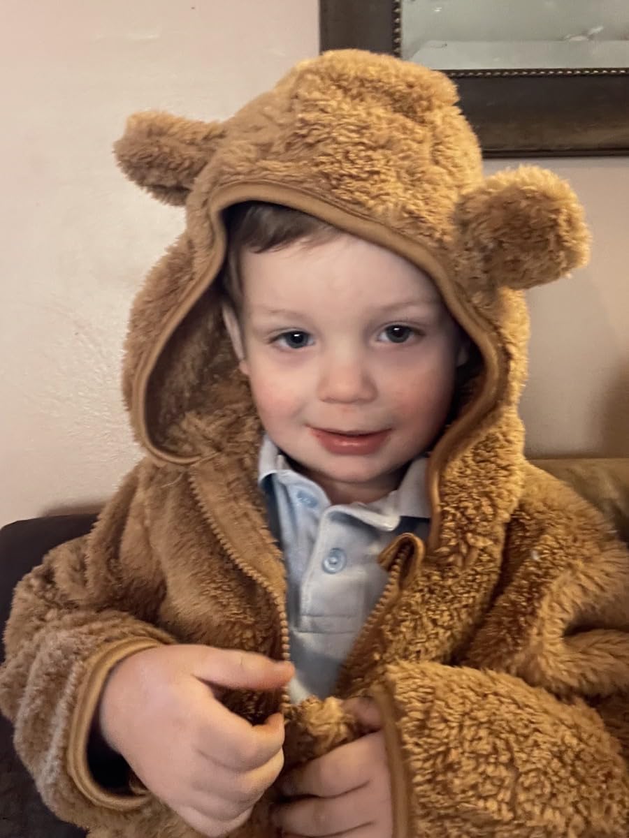 AIWUHE Toddler Boys Girls Hooded Jacket Fleece Hoodie Winter Warm Solid Color Teddy Coat Zip-up Bear Ear Sweater Fall Clothes
