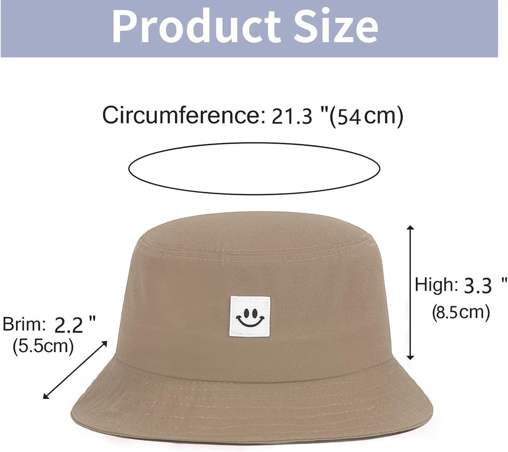 Kids Sun Hat Smile Face Bucket Hat for Girls Boys Summer Sun Protection Cotton Unisex Beach Cap