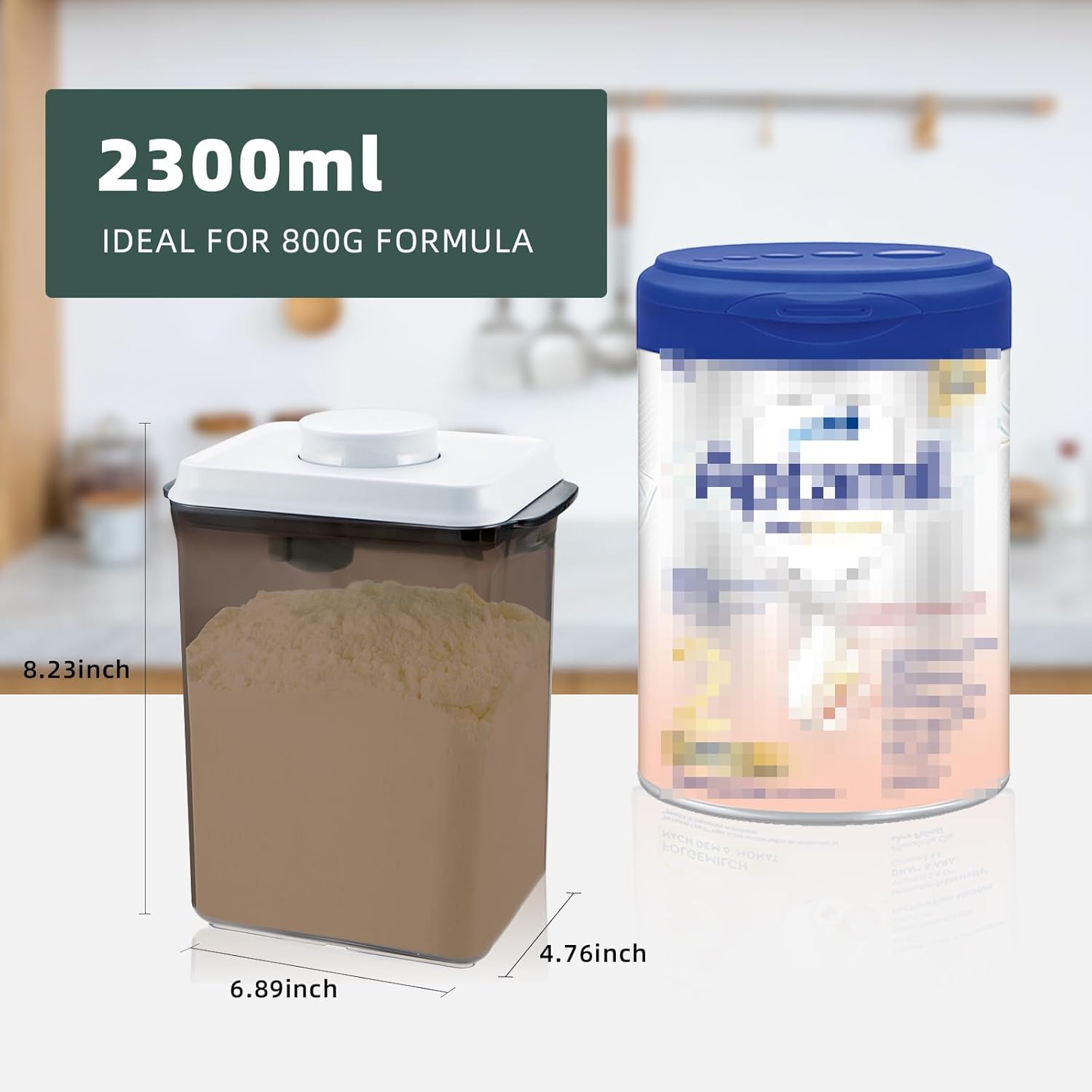 Pop Airtight Formula Container, 2300ml Baby Formula Dispenser on The Go - BPA-Free Formula Holder, 28OZ, 1.76LB, 800g, Brown