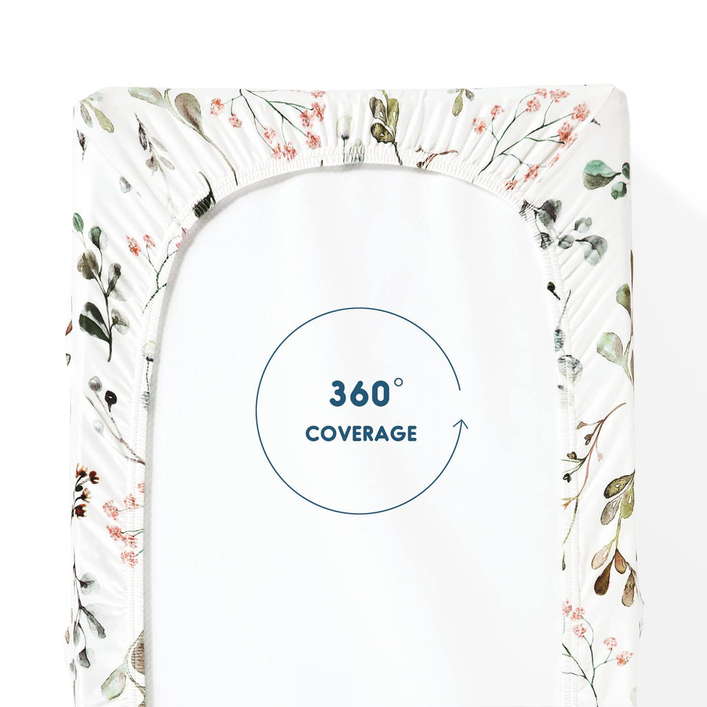 Stretch Ultra Soft Jersey Knit Changing Pad Cover Set 2 Pack, Change Table Pad Covers Fit 32"/34" x 16" Pads Safe and Snug, Stylish Watercolor Rose and Flora Pattern for Girls