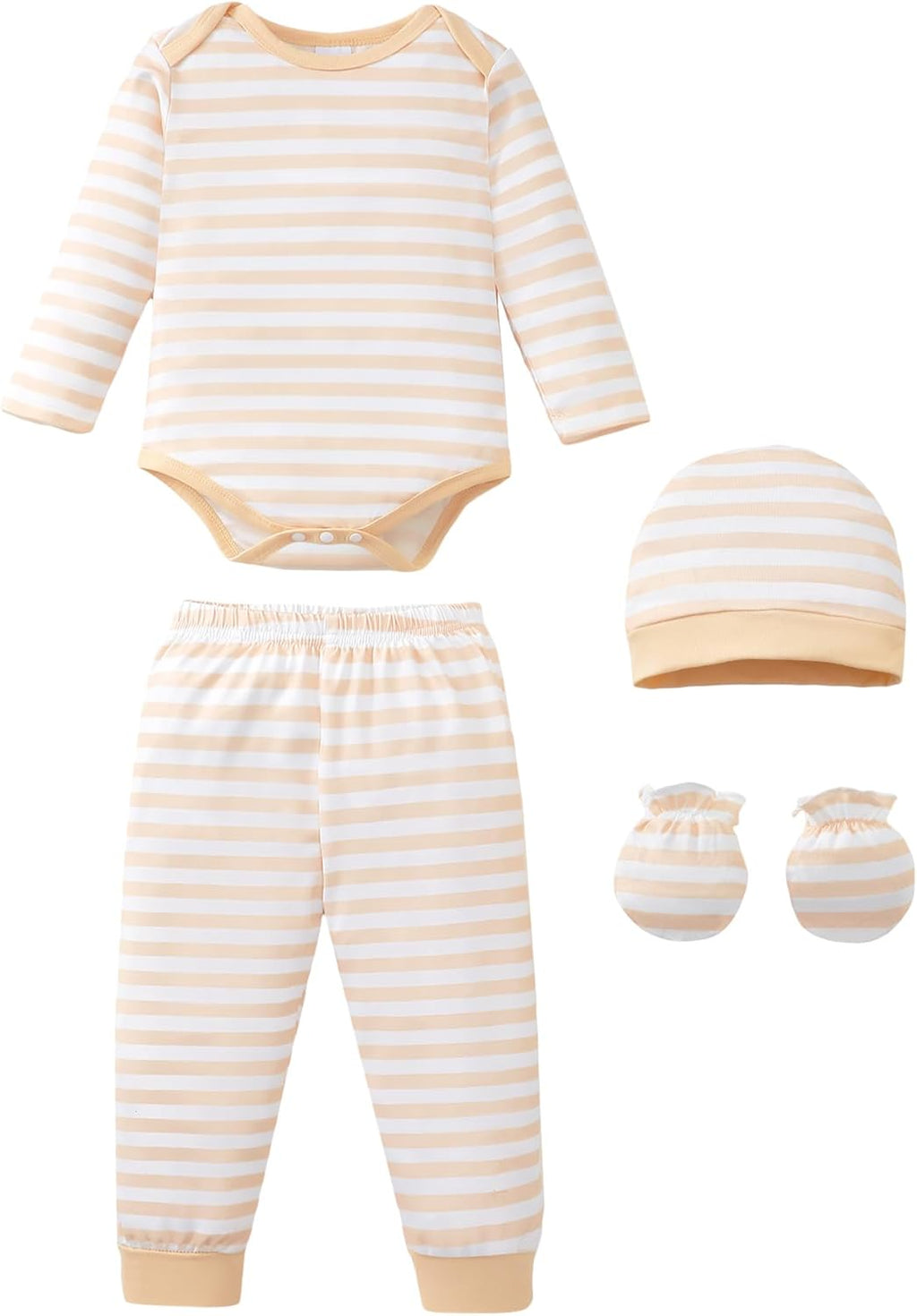 NZRVAWS Newborn Baby Boy Girl Clothes Unisex Infant Romper Pants Set Hat 4-Pack Outfits 0-12 Months 16 Pieces Toddler