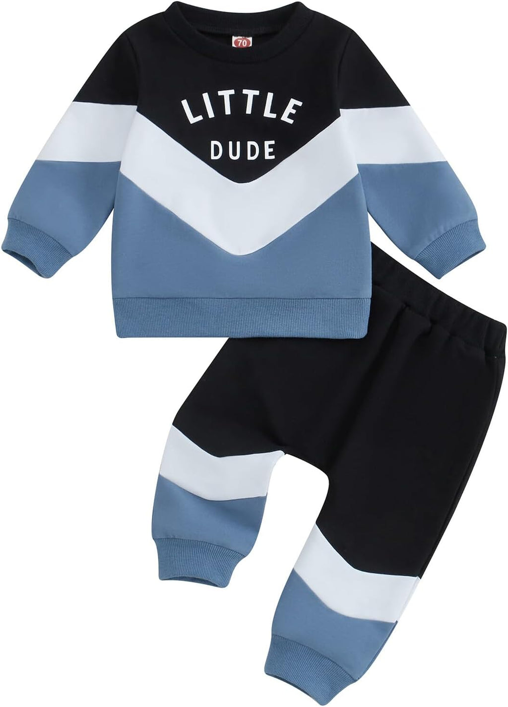 Kupretty Toddler Baby Boy Fall Winter Clothes Color Block Long Sleeve Sweatshirt Pullover Tops + Joggers Pants Outfit Set