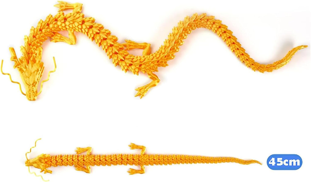 3D Printed Dragon Fidget Toy, 18in Surprise Mystery Dragon, Crystal Dragon Fidget Toy, Articulated Pye Dragon Fish/Display Cabinet/Home/Office Desktop Decor (Silver)