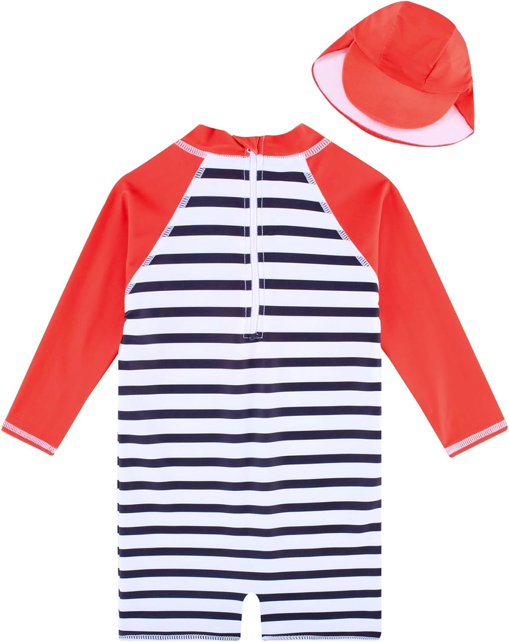uideazone Baby Boys One Piece Swimsuit Long Sleeve UPF 50+ Rash Guard Bathing Suit Swimwear with Sun Hat 0-24 Months
