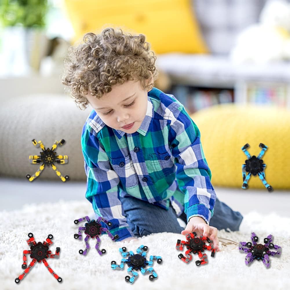 16 Pack Fidget Spinners Deformable Stress Relief Sensory Toy Robot Spinner DIY Mechanical Spiral Twister Creative Chain Gyro Toy for Goodie Bag Stuffers Party Favors Gift Prizes Novely Anxiety Toys
